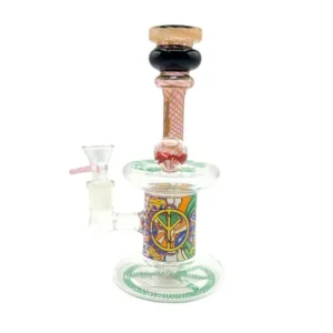 Kandy Glass Water Pipe 8" Dumbell Shape Body w/ Sticker Design